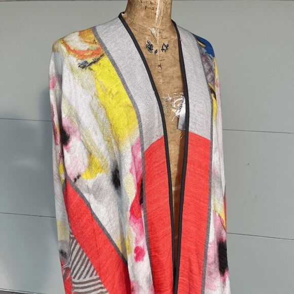 Blank London Vibrant Abstract Print Wool Blend Poncho - One Size - Picture 3 of 9